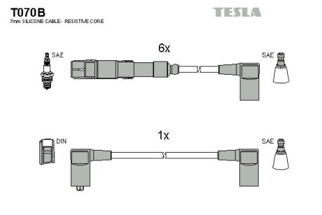 Комплект высоковольтных проводов TESLA T070B