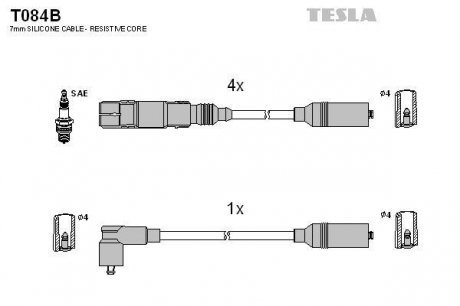 Комплект високовольтних дротів TESLA T084B (фото 1)