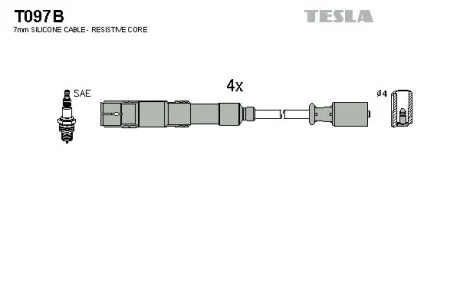 Кабель зажигания, к-кт Mercedes W169, 123,124,201,460,461,463 06.80 - TESLA T097B (фото 1)