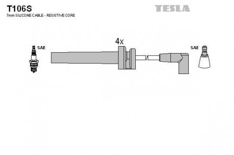 Кабель зажигания, к-кт Volga 31105 2.4 16V TESLA T106S