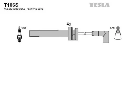 Кабель зажигания, к-кт Volga 31105 2.4 16V TESLA T106S
