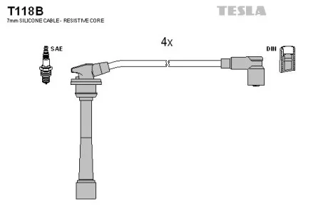 Кабель запалювання к-кт HY Accent 95-02 1,4-1,6 TESLA T118B