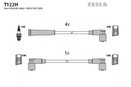 Кабель зажигания, к-кт Аналог T368S Skoda Favorit 1,3 -92 TESLA T122H