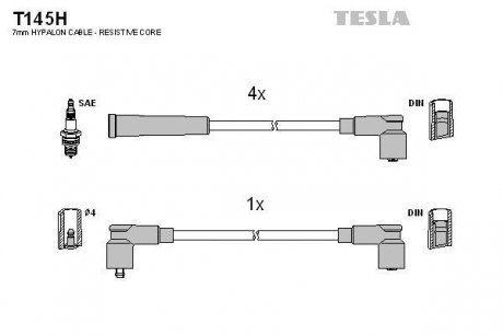 Кабель запалювання к-кт Аналог TES T372S Skoda Felicia 94-01 1,3 135B (SPI) TESLA T145H (фото 1)