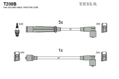 Кабель зажигания, к-кт Audi 100 80-84 1,9;2,0;2,1GT;2,2 TESLA T208B
