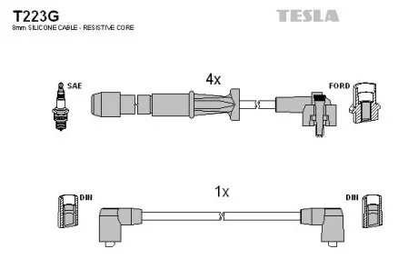 Кабель зажигания, к-кт Ford 91-00 2,0;2,3 TESLA T223G