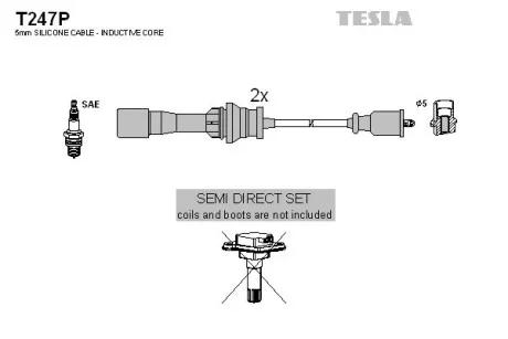 Кабель зажигания, к-кт Mazda 323 98-04 1,5;1,6 TESLA T247P