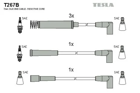 Кабель запалювання к-кт Opel Ascona, Kadet 86-94 1,6 TESLA T267B