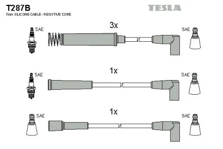 Кабель зажигания, к-кт Opel Vectra 88-95 1,6 TESLA T287B