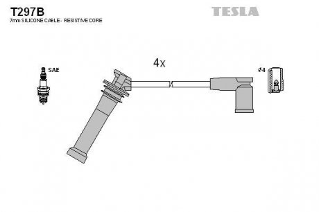 Провода высоковольтные Mazda 6 1.8 2.0 02- TESLA T297B (фото 1)
