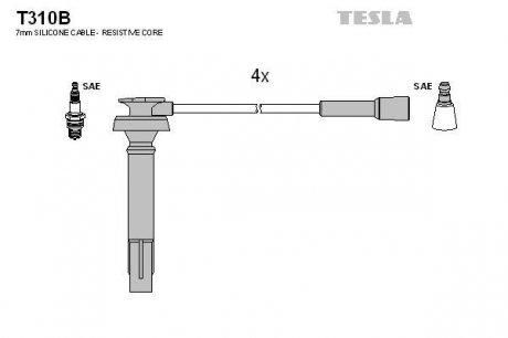 Комплект высоковольтных проводов TESLA T310B (фото 1)
