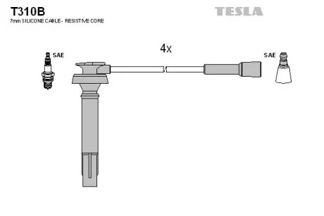 Комплект високовольтних дротів TESLA T310B