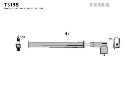 Комплект високовольтних дротів TESLA T319B (фото 1)