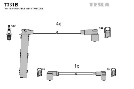 Комплект високовольтних дротів TESLA T331B