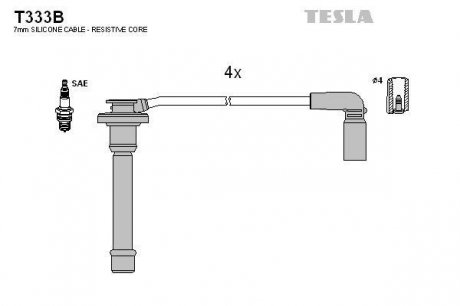 Комплект высоковольтных проводов TESLA T333B