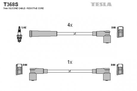 Комплект проводов / о Skoda Favorit 1.3 89-95 TESLA T368S (фото 1)