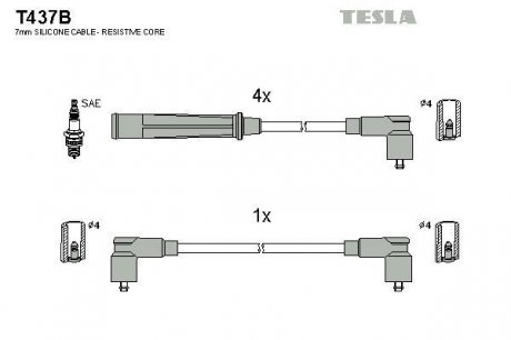 Провід високовольтні Bmw 315 E 21 1.6 81.02-83.07 TESLA T437B