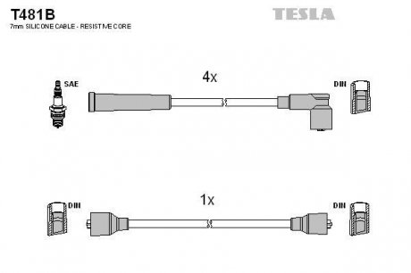 Кабель запалювання к-кт Mazda 323 80-89 1,1 TESLA T481B