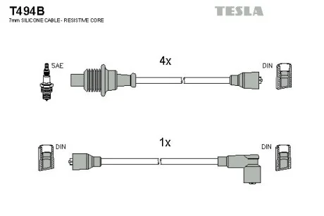 Кабель зажигания, к-кт Peugeot 205,305,309,405 82-94 1,6;1,9 TESLA T494B
