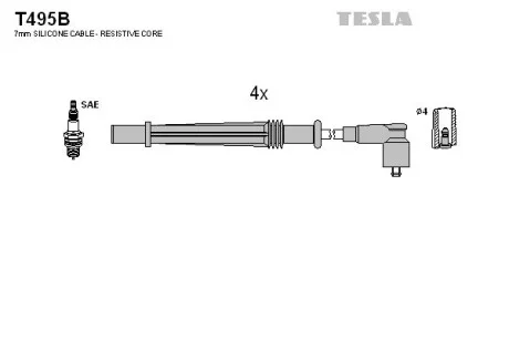 Кабель запалювання к-кт Renault,Dacia TESLA T495B