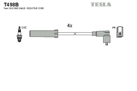 Кабель запалювання к-кт Citroen, Peugeot,Fiat, Lancia 91-04 2,0 TESLA T498B