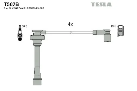 Високовольтні дроти Mitsubishi Lanser 1.6 92- TESLA T502B