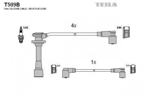 Комплект высоковольтных проводов TESLA T509B