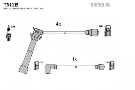 Комплект высоковольтных проводов TESLA T512B