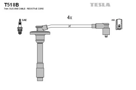 Комплект високовольтних дротів TESLA T518B