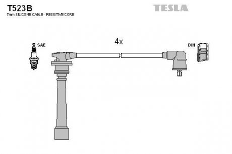 Провода высоковольтные Hyundai Accent 1.6 08- TESLA T523B (фото 1)