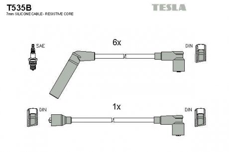 Комплект высоковольтных проводов TESLA T535B (фото 1)