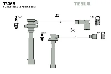 Комплект високовольтних дротів TESLA T536B