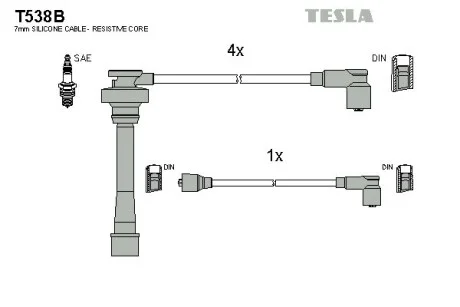 Кабель зажигания, к-кт Mitsubishi 85-2,0;2,4 TESLA T538B