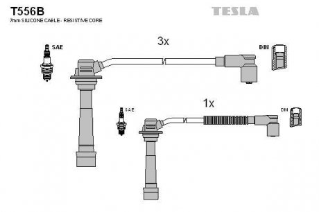 Комплект высоковольтных проводов TESLA T556B