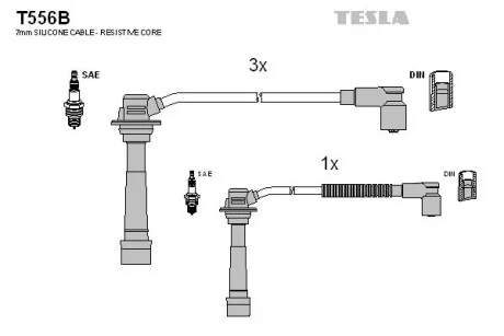 Комплект высоковольтных проводов TESLA T556B