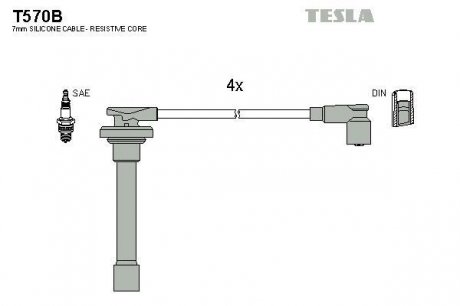 Комплект высоковольтных проводов TESLA T570B