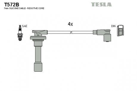 Комплект высоковольтных проводов TESLA T572B
