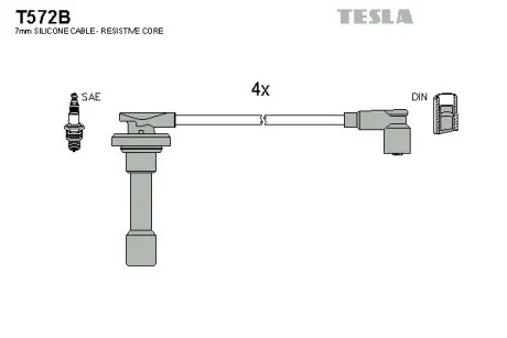 Комплект високовольтних дротів TESLA T572B