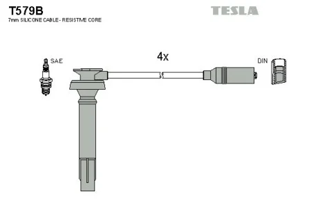 Комплект високовольтних дротів TESLA T579B