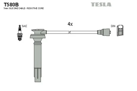 Комплект високовольтних дротів TESLA T580B