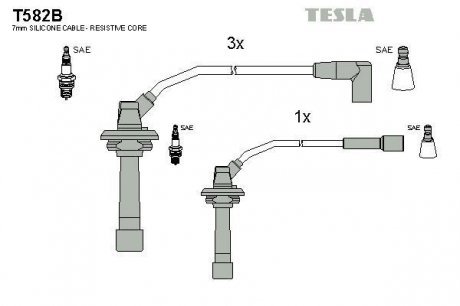 Комплект высоковольтных проводов TESLA T582B (фото 1)