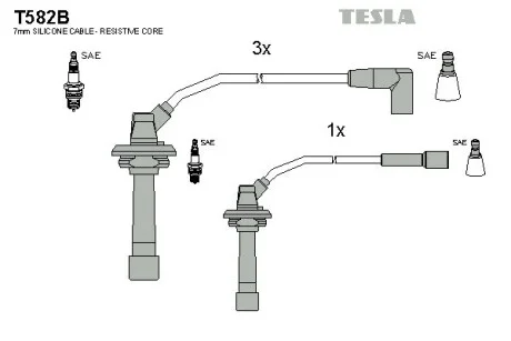 Комплект високовольтних дротів TESLA T582B