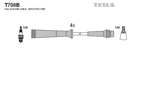 Комплект высоковольтных проводов TESLA T708B