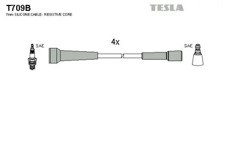 Комплект високовольтних дротів TESLA T709B