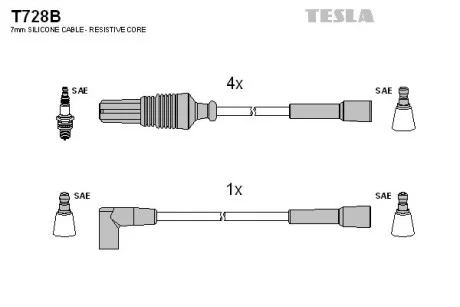 Кабель зажигания, к-кт Citroen,Peugeot 84-98 1,0;1,1;1,3;1,4 TESLA T728B