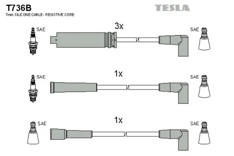 Кабель зажигания, к-кт Daewoo Nexia 1,5 95-97 TESLA T736B