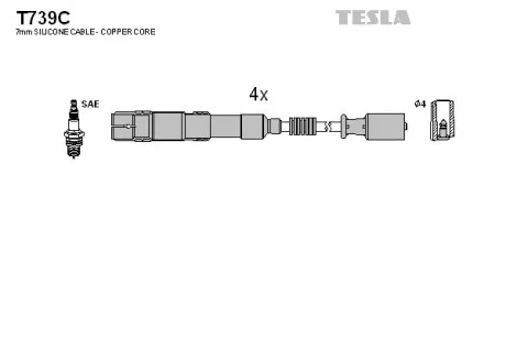 Кабель запалювання к-кт Mercedes A200 TESLA T739C