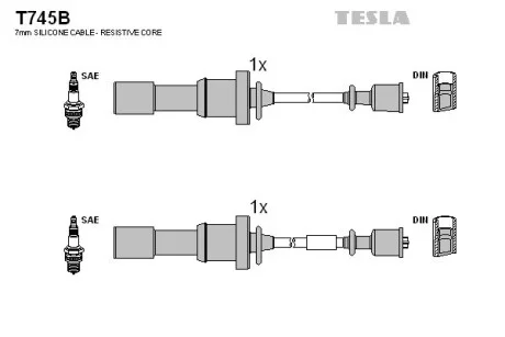 Кабель зажигания, к-кт HY Santa Fe,Sonata 2.0,2.4 01-; Kia Magentis 2.0 01- TESLA T745B