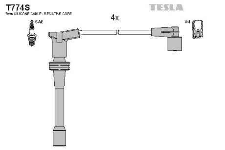 Кабель запалювання к-кт Lada 2112 1.5i 16V TESLA T774S