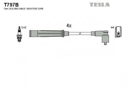 Комплект высоковольтных проводов TESLA T797B